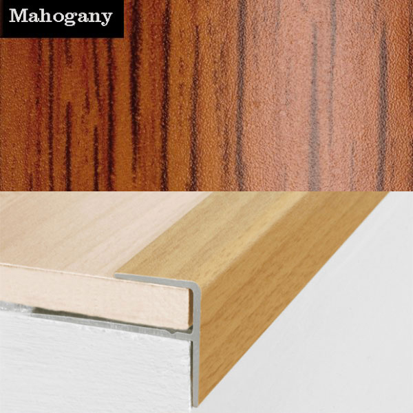 15mm x 22mm Aluminium Push-In Wood Effect Stair Nosing Edge Trim 