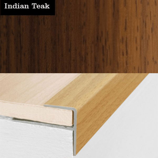 15mm x 22mm Aluminium Push-In Wood Effect Stair Nosing Edge Trim 