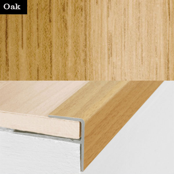 15mm x 22mm Aluminium Push-In Wood Effect Stair Nosing Edge Trim 