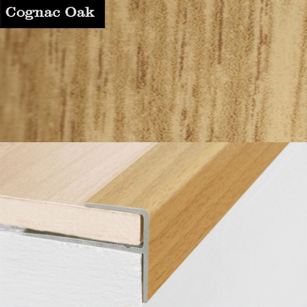 15mm x 22mm Aluminium Push-In Wood Effect Stair Nosing Edge Trim 