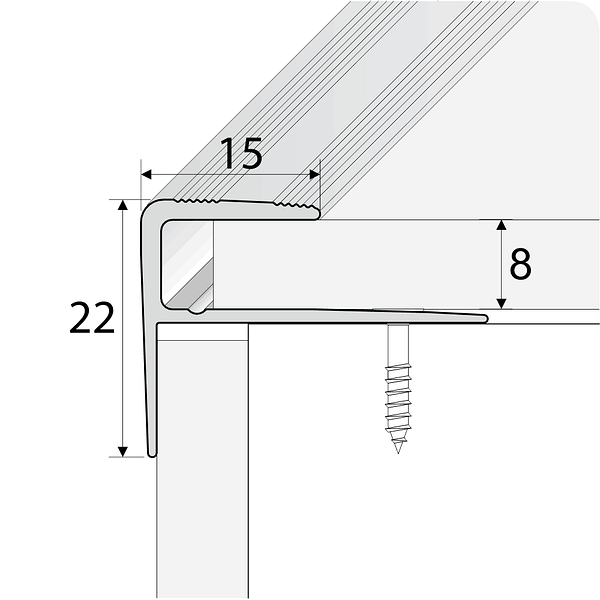 15mm x 22mm Aluminium Push-In Wood Effect Stair Nosing Edge Trim 