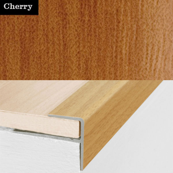 15mm x 22mm Aluminium Push-In Wood Effect Stair Nosing Edge Trim 