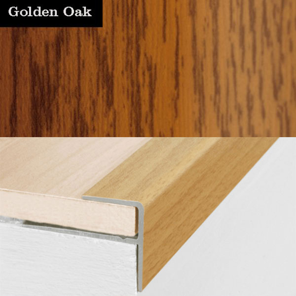 15mm x 22mm Aluminium Push-In Wood Effect Stair Nosing Edge Trim 