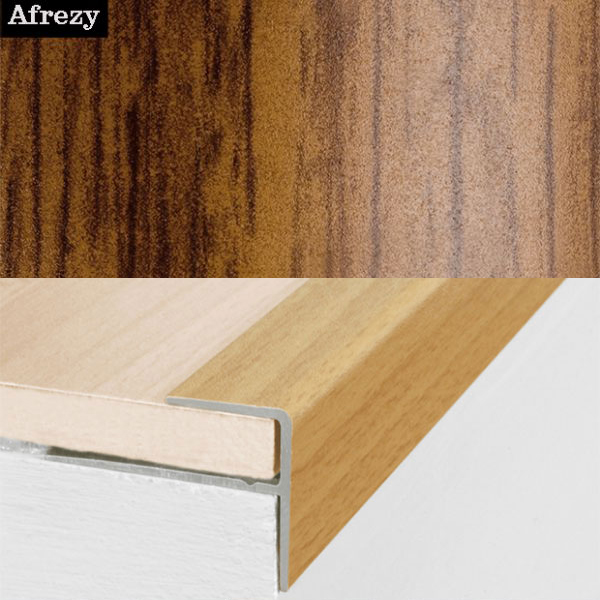 15mm x 22mm Aluminium Push-In Wood Effect Stair Nosing Edge Trim 