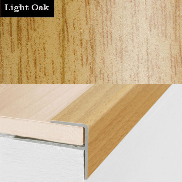 15mm x 22mm Aluminium Push-In Wood Effect Stair Nosing Edge Trim 