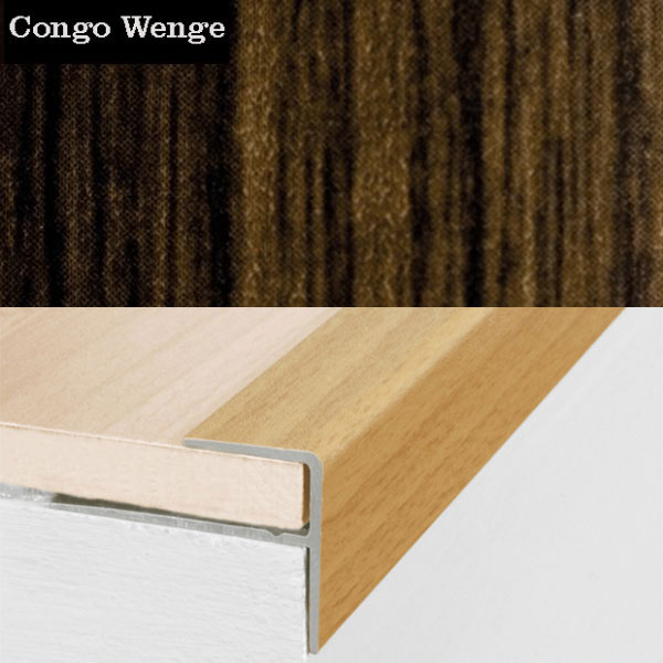 15mm x 22mm Aluminium Push-In Wood Effect Stair Nosing Edge Trim 