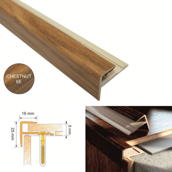 Push In UPVC Stair Nosing Profile for Stair Edge Trims