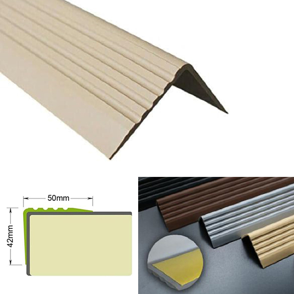 Self-Adhesive PVC Stair Nosing with Anti-Slip Rubber Edge