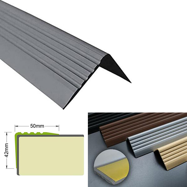 Self-Adhesive PVC Stair Nosing with Anti-Slip Rubber Edge