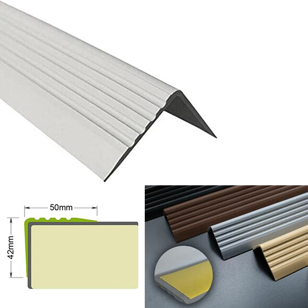 Self-Adhesive PVC Stair Nosing with Anti-Slip Rubber Edge