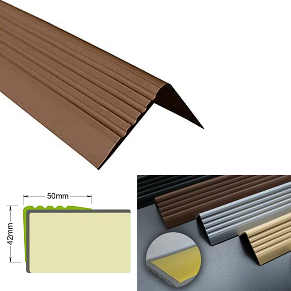 Self-Adhesive PVC Stair Nosing with Anti-Slip Rubber Edge