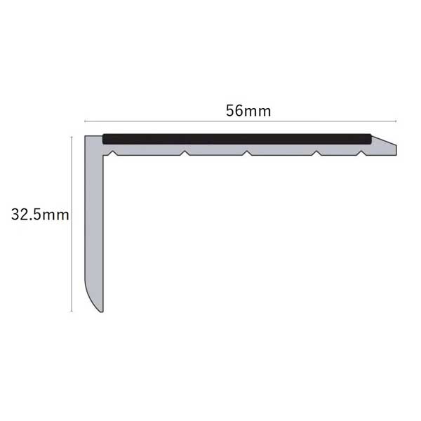 Slimline PVC Non-Slip Stair Nosing 56mm x 32.5mm Hard Nose