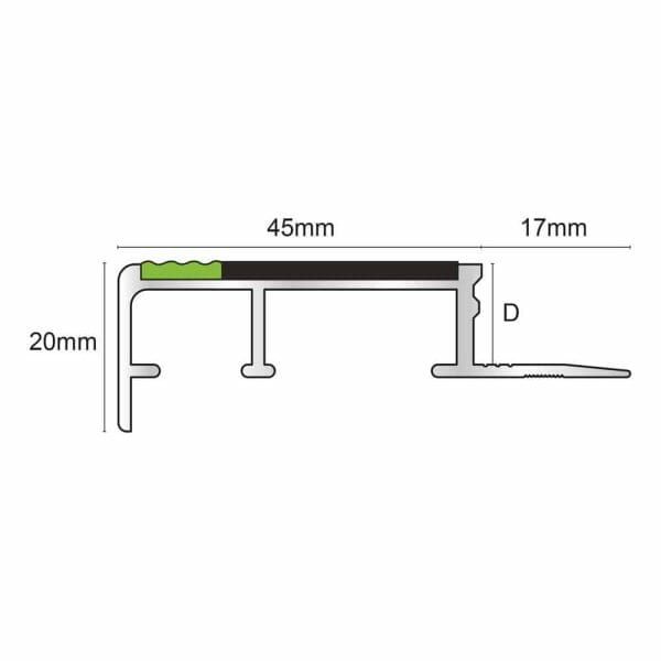  12.5mm Slimline Anti Slip Tredsafe Stair Nosing 