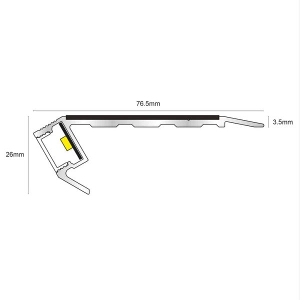 Non-Slip Tredsafe Stair Nosing with Vision Light 76.5mm x 26mm