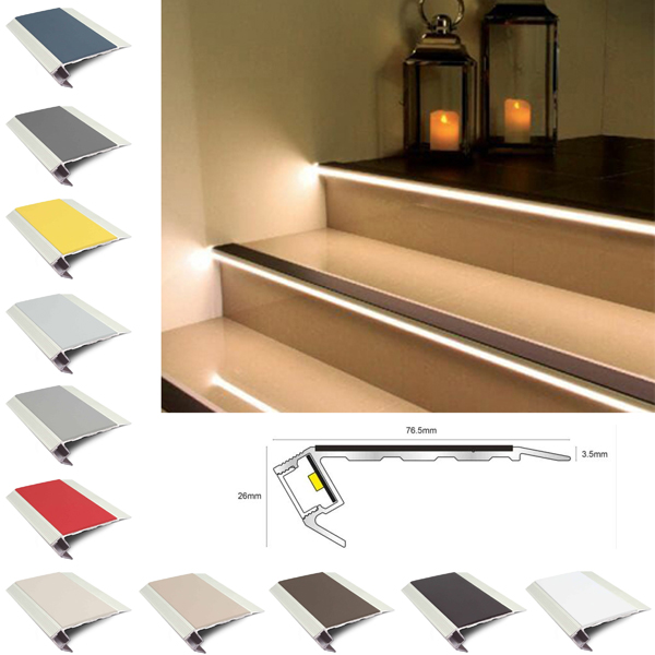 Non-Slip Tredsafe Stair Nosing with Vision Light 76.5mm x 26mm