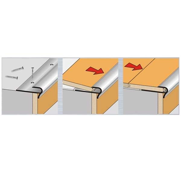 Step Floor Anodised Aluminium Stair Nosing Edge Trim for 14 to 16mm Flooring