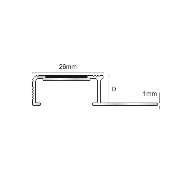 Aluminium Stair Nosing Profile Tile-In with Carbide Insert 