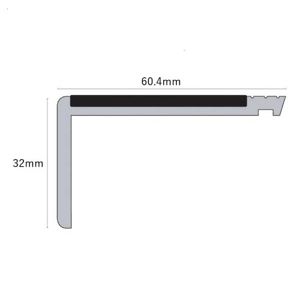 Heavy Duty Tredsafe 60.4mm x 32mm PVC Non-Slip Stair Nosing