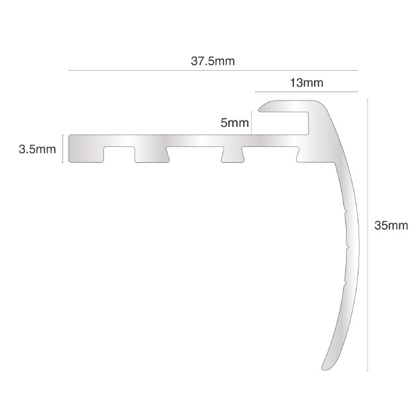 Robust Aluminium Bull Nose Stair Nosing for 5mm LVT Flooring Ideal for High Traffic Areas