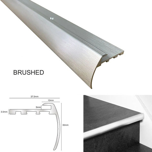 Robust Aluminium Bull Nose Stair Nosing for 5mm LVT Flooring Ideal for High Traffic Areas