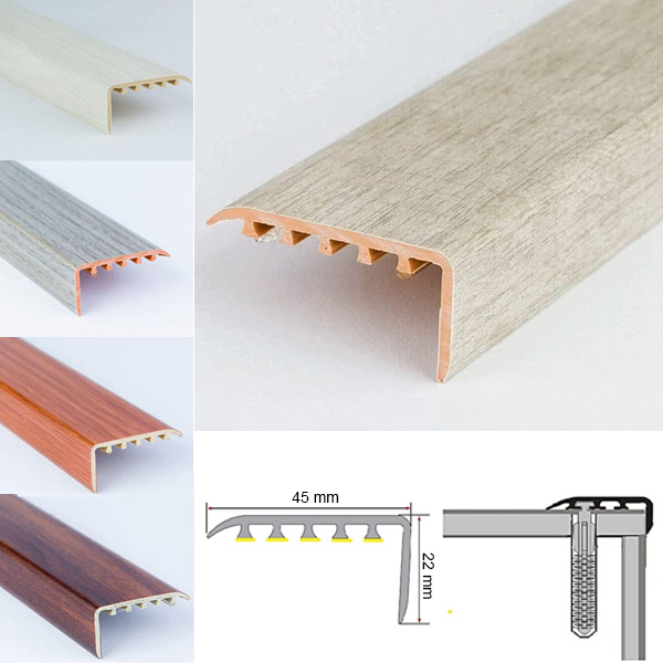 Abrasion Resistance UPVC Stair Nosing for Wooden Edge 